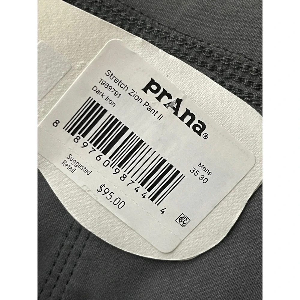 PRANA Stretch‎ Zion Pant II 35x30 Dark Iron Gray Relaxed Straight Leg Gorpcore